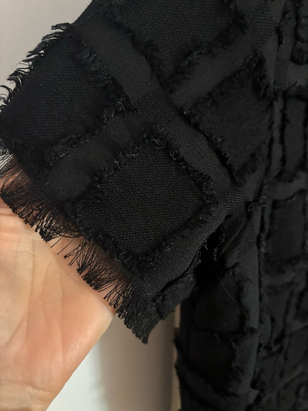 Pleione womens Large, Fringe Grid Top, avant-garde, edgy, artsy, elevated basics - Picture 3 of 11